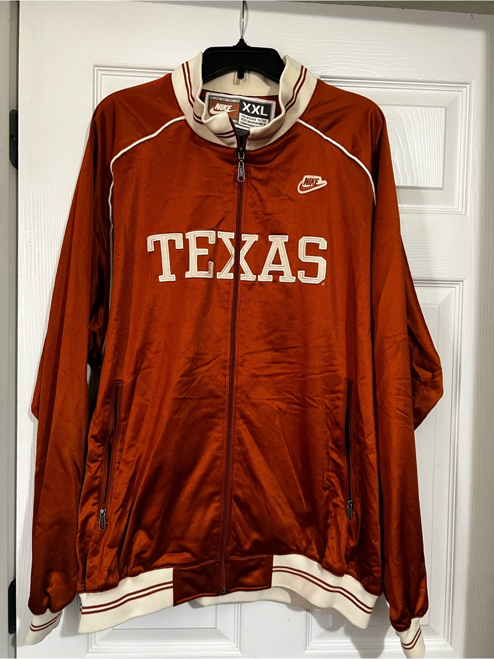 Vintage Nike Burnt Orange Texas Track Jacket with Cream Trim - XXL